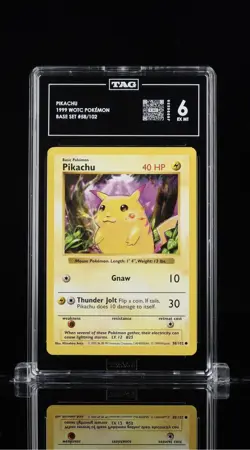 Pikachu 1999 WOTC POKEMON #58/102 Base Set Red Cheeks TAG 6 - Image 1