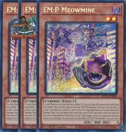 Yugioh! 3x EM:P Meowmine MP25-EN054 Prismatic Secret Rare 1st Ed NM - Image 1