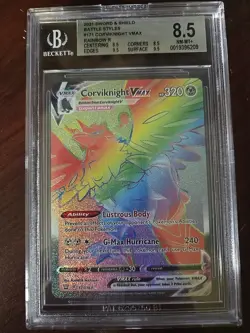 Pokemon Corviknight VMAX Battle Styles Secret Rare Full Art #171 BGS 8.5 NM-MT+ - Image 1