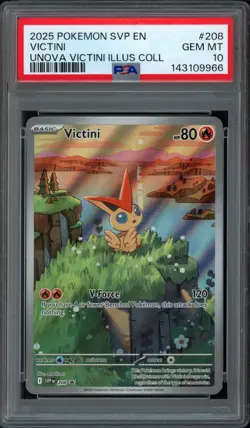 2025 Pokemon SV Promos Victini 208 PSA 10 Gem Mint Unova Illustration Collection - Image 1