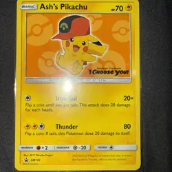 Pokemon TCG Ash's Pikachu SM113 Black Star Promo - LP - Image 3