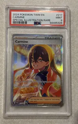 2024 Pokemon Carmine 217/167 SIR PSA 9 MINT Twilight Masquerade Full Art Trainer - Image 1