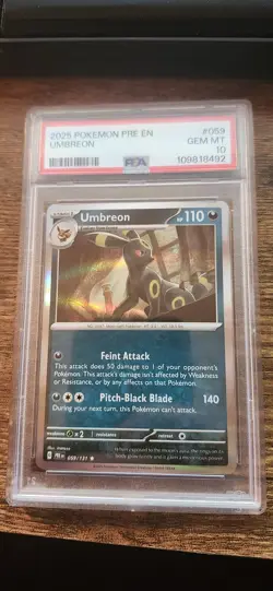 2025 Pokemon PRE EN-Prismatic Evolutions #059 Umbreon PSA 10 - Image 1