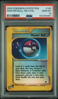 2002 POKEMON EXPEDITION #143 MASTER BALL REVERSE FOIL PSA 10 - Image 1
