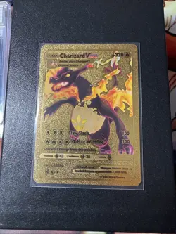 Charizard Vmax Premium Gold Foil Fan Art Vinyl Textured Collector Pokemon Card - Image 1