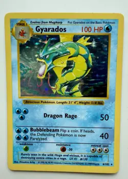 RARE “GYARADOS” SHADOWLESS HALO 6/102 Pokemon Card- (Dragon) ~Amazing !! - Image 2