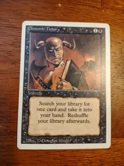 MTG Demonic Tutor Revised Edition Vintage Black Tutor Magic the Gathering LP/NM - Image 1