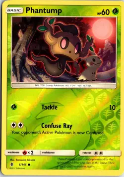 Phantump 6 Reverse Holo C Guardians Rising Pokemon NM/M - Image 1