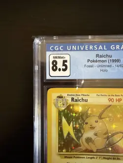 Pokemon TCG Raichu Holo Fossil 14/62 CGC 8.5 Rare - Image 2