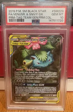 2019 Pokemon SM Black Star Promo #SM229 Full Art Venusaur And Snivy GX PSA 10 💎 - Image 1