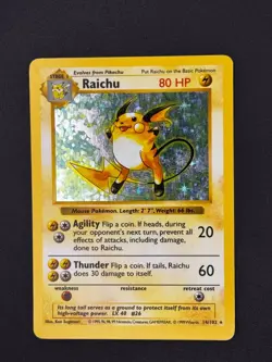 Pokemon TCG: Raichu - Base Set Shadowless 14/102 Holo Rare - MP+ - Image 1