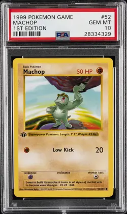 1999 POKEMON BASE SET 1ST EDITION #52 MACHOP PSA 10 - Image 1
