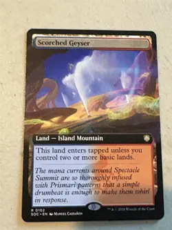 mtg borderless Scorched Geyser, Secrets of Strixhaven commander, unplayed - Image 1