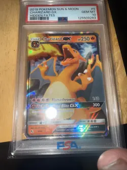 2019 Pokemon TCG Charizard GX Hidden Fates 9/68 PSA 10 - Image 1