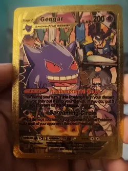 Pokemon TCG Gengar Gold Metal Fan Art Card - Image 1