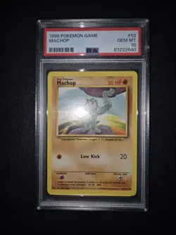 PSA 10 GEM 💎 MINT 1999 POKEMON MACHOP 52/102 #52 WOTC GRADED - Image 1