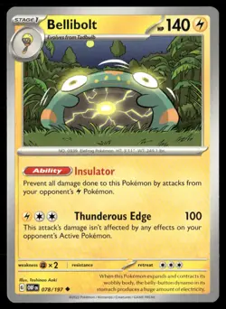 Bellibolt Obsidian Flames 078/197 Uncommon Pokemon Near Mint - Image 1