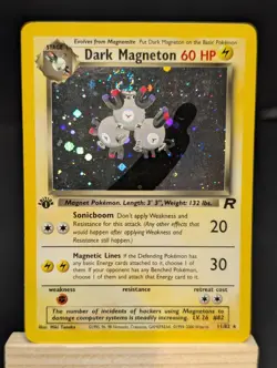 Rare Pokemon TCG Dark Magneton 11/82 Team Rocket 1st Edition Holo Rare 🌀Swirl - Image 1