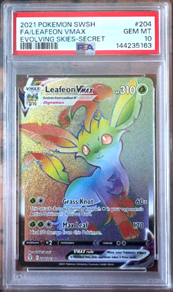 Leafeon VMAX 204/203 - Evolving Skies Rainbow Secret Rare - PSA 10 -Pokemon TCG - Image 1