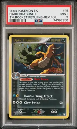 Pokemon Dark Dragonite PSA 9 Reverse Holo 2004 EX Team Rocket Returns 15/109 - Image 1
