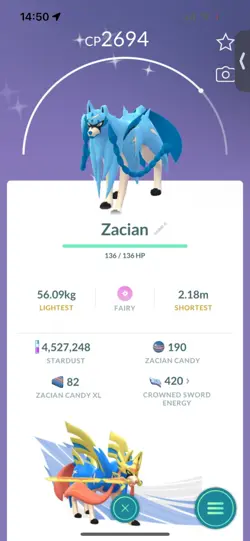 Pokemon Go Legendary Shiny Zacian - Image 1