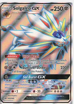 SOLGALEO GX 143/149 RARE ULTRA SUN & MOON POKEMON HP - Image 1