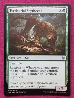 Magic The Gathering ZENDIKAR RISING FOIL TERRITORIAL SCYTHECAT green card MTG - Image 1