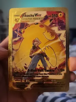 Pokemon Pikachu Vmax Gold Foil Fan Art Textured Collector Card TG17/TG30 HP310 - Image 1