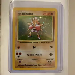 Pokemon TCG Hitmonchan Holo Rare Card Base Set 7/102 - Image 1