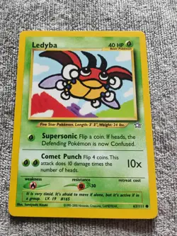 Pokemon TCG Ledyba Neo Genesis #63/111 Regular Common WOTC Vintage 2000 LP - Image 1