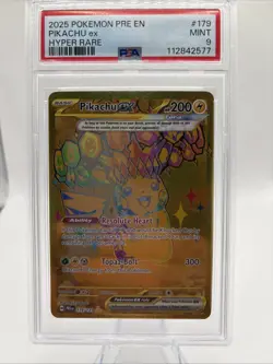 2025 Pokemon Pre En Hyper Rare #179 Pikachu Ex PSA 9 MINT - Image 1