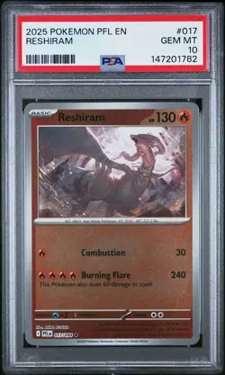 PSA 10 - 2025 POKEMON PHANTASMAL FLAMES 017 RESHIRAM | Akira Egawa POP 4 - Image 1