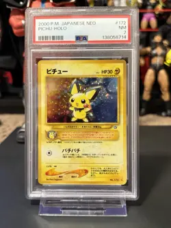 2000 POKEMON JAPANESE NEO PICHU-HOLO #172 PSA 7 - Image 1
