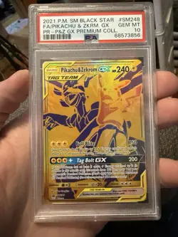 PSA 10 GEM MINT PIKACHU & ZEKROM GX SM248 POKEMON SUN & MOON BLACK STAR PROMO - Image 1
