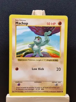 Pokemon 1999 WOTC Base Set Shadowless Machop 52/102 - Light Play - Image 1
