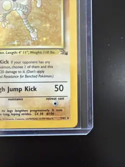 Pokemon Fossil Hitmonlee 7/62 Holo LP Lightly Played - Image 4