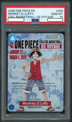 One Piece Monkey D. Luffy 2026 College Basketball US Voyage #55 English PSA 10 - Image 1