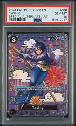 2024 ONE PIECE OP08-TWO LEGENDS SPECIAL ALTERNATE ART #006 TASHIGI PSA 10 - Image 1