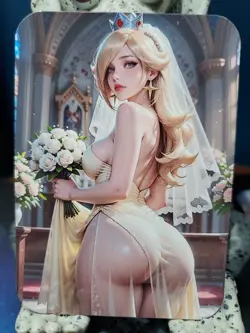 Peach Princess Mario Bros Wedding Dress Roses Southern Customs Waifu Card - Image 1