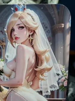 Peach Princess Mario Bros Wedding Dress Roses Southern Customs Waifu Card - Image 3