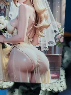 Peach Princess Mario Bros Wedding Dress Roses Southern Customs Waifu Card - Image 4