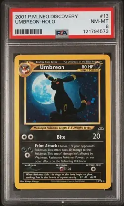 PSA 8 UMBREON 13 HOLO NEO DISCOVERY POKEMON 2001 NM- MINT - Image 1