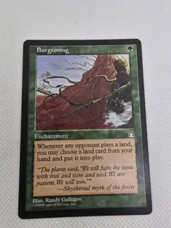Wizards Burgeoning Stronghold Enchantment Green Rare Regular Randy Gallegos MTG - Image 1