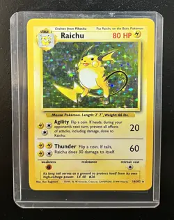 Pokemon Base Set Raichu 14/102, Near Mint NM Holo - Image 1