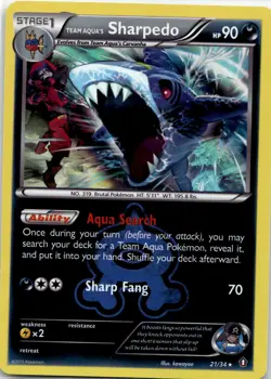 Team Aqua's Sharpedo 21/34 Holo R Double Crisis Pokemon 2015 EN NM - Image 1
