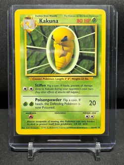 Kakuna 33/102 Pokemon 1999 Unlimited Base Set LP - Image 1