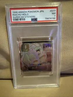 1998 Amada Pokemon JPN Raichu Holo Super DX Stickers PSA 7 - Image 1