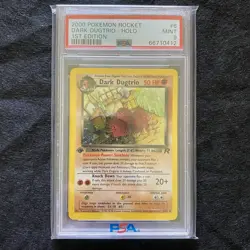 PSA 9 - Pokemon Team Rocket 1st Edition - Dark Dugtrio Holo Rare #6 SWIRL - Image 1