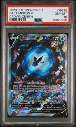 2023 POKEMON SWORD & SHIELD CROWN ZENITH #GG39 FULL ART/LUMINEON V PSA 10 - Image 1