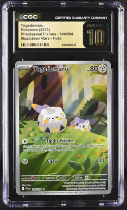 Togedemaru 104/094 CGC 10 PRISTINE - 2025 Pokemon Phantasmal Flames IR - Image 1